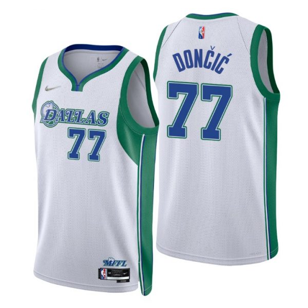 Personalized Men’s Luka Doncic Dallas Mavericks 75th Anniversary Diamond Jersey White City