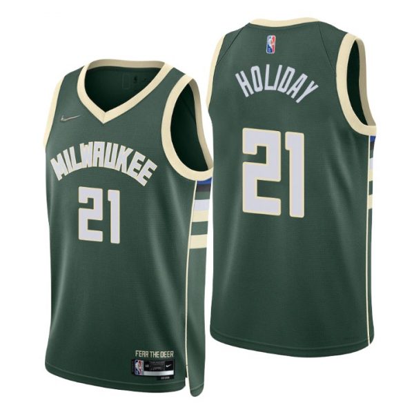 Personalized Men’s Jrue Holiday Milwaukee Bucks 75th Anniversary Diamond Jersey