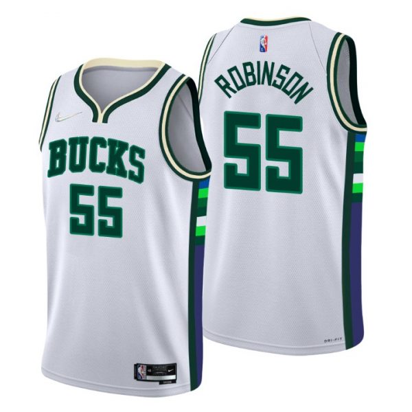 Personalized Men’s Justin Robinson Milwaukee Bucks 75th Anniversary Diamond Jersey White City