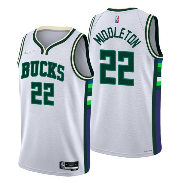 Personalized Men’s Khris Middleton Milwaukee Bucks 75th Anniversary Diamond Jersey White City
