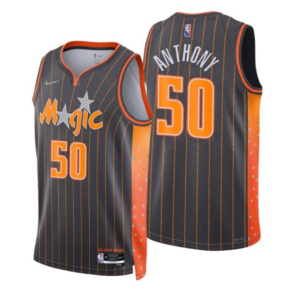 Personalized Men’s Cole Anthony Orlando Magic City Anthracite 75th Anniversary Diamond Jersey Stitched
