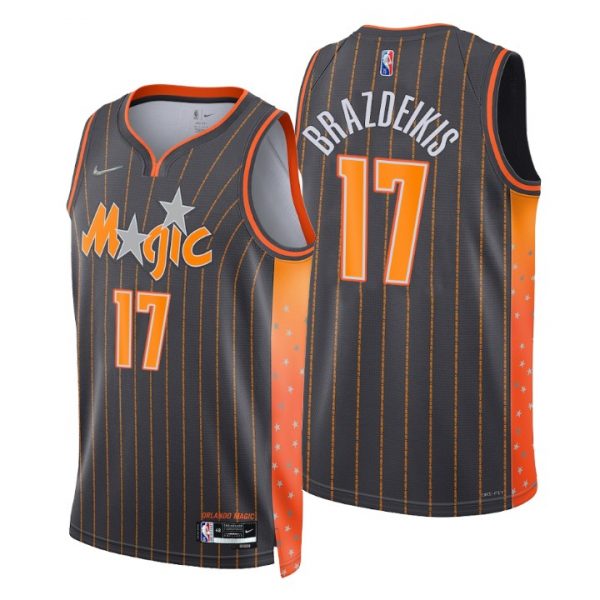 Personalized Men’s Ignas Brazdeikis Orlando Magic City Anthracite 75th Anniversary Diamond Jersey Stitched