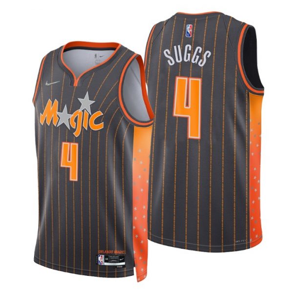 Personalized Men’s Jalen Suggs Orlando Magic City Anthracite 75th Anniversary Diamond Jersey Stitched