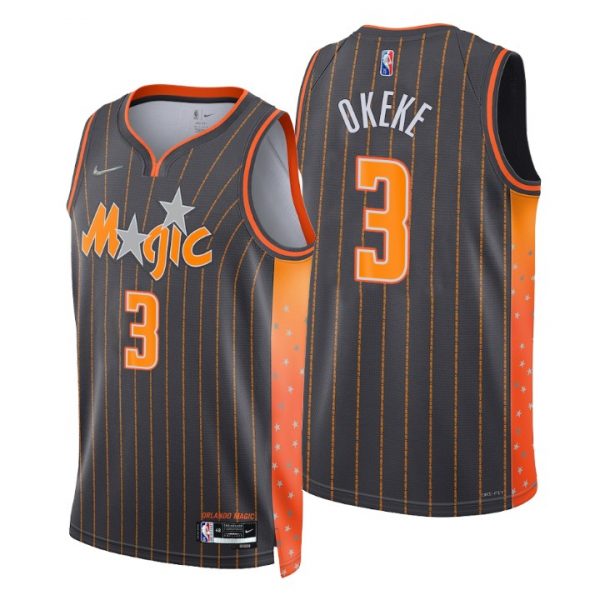 Personalized Men’s Chuma Okeke Orlando Magic City Anthracite 75th Anniversary Diamond Jersey Stitched
