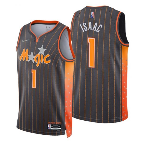 Personalized Men’s Jonathan Isaac Orlando Magic City Anthracite 75th Anniversary Diamond Jersey Stitched