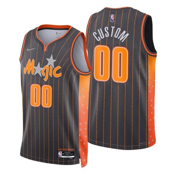 Personalized Men’s Orlando Magic City Anthracite 75th Anniversary Diamond Jersey Stitched