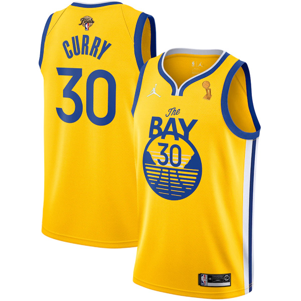 Personalized Men’s Golden State Warriors Stephen Curry 2022 NBA Champions Stitched Jersey Statement Gold