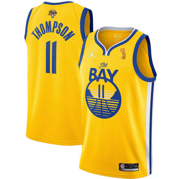 Personalized Men’s Golden State Warriors Klay Thompson 2022 NBA Champions Stitched Jersey Statement Gold