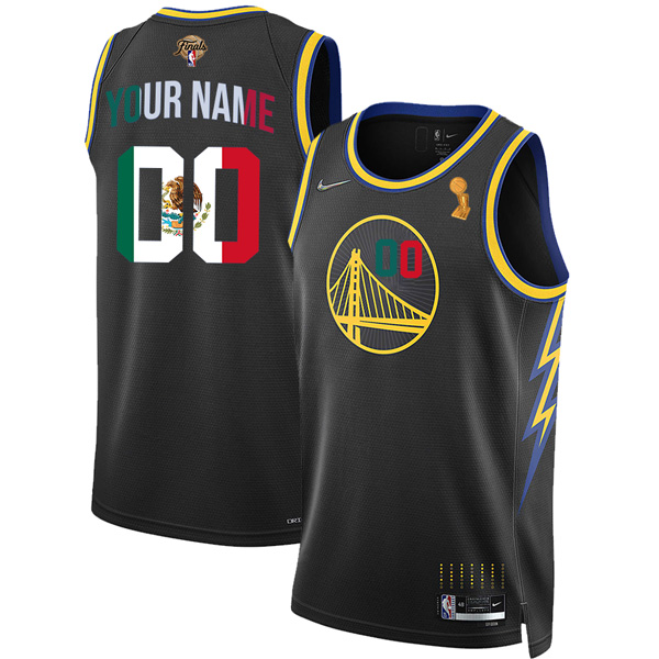 Personalized Men’s Golden State Warriors 2022 NBA Champions Mexico Edition Stitched Jersey Black