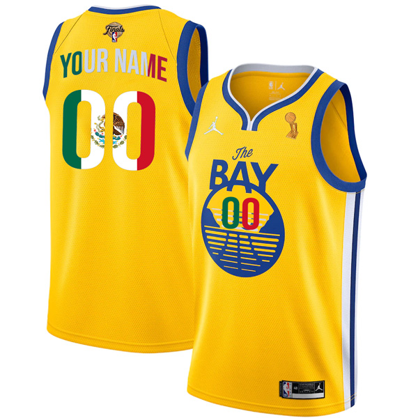 Personalized Men’s Golden State Warriors 2022 NBA Champions Mexico Edition Stitched Jersey Statement Gold