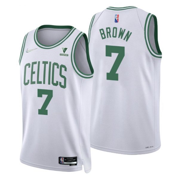 Personalized Men’s Jaylen Brown Boston Celtics 75th Anniversary Diamond Jersey White Association