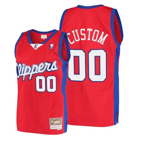 Personalized Men’s Los Angeles Clippers Hardwood Classics Red Jersey Stitched 2001-02