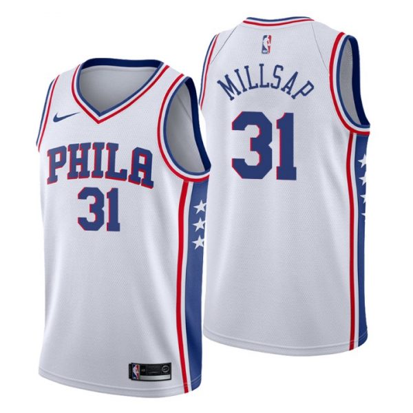 Personalized Men’s Philadelphia 76ers Paul Millsap 2022 Trade Stitched Jersey – White Association