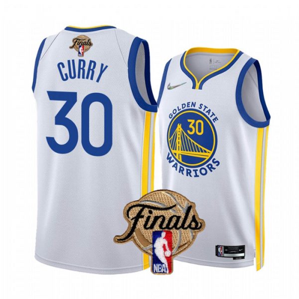 Personalized Men’s Golden State Warriors Stephen Curry 2022 NBA Finals Stitched Jersey – White Association