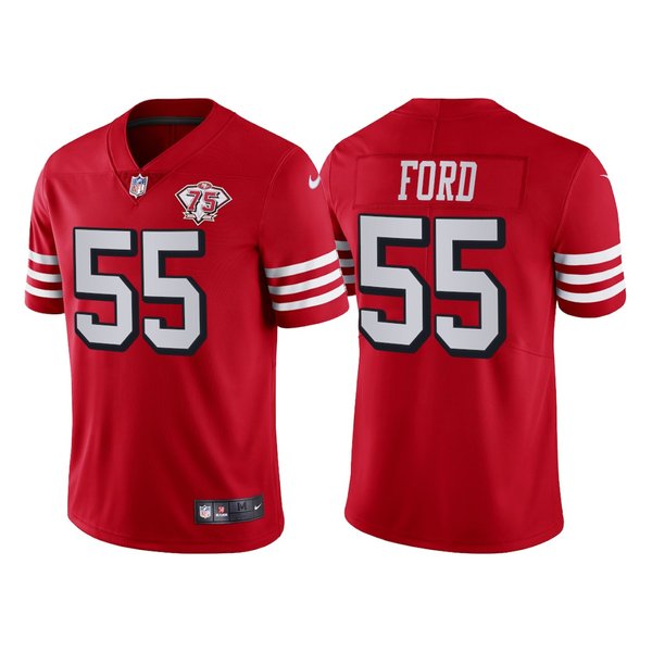 Personalized Men’s San Francisco 49ers Dee Ford 75th Anniversary Throwback Limited Jersey Stitched Scarlet