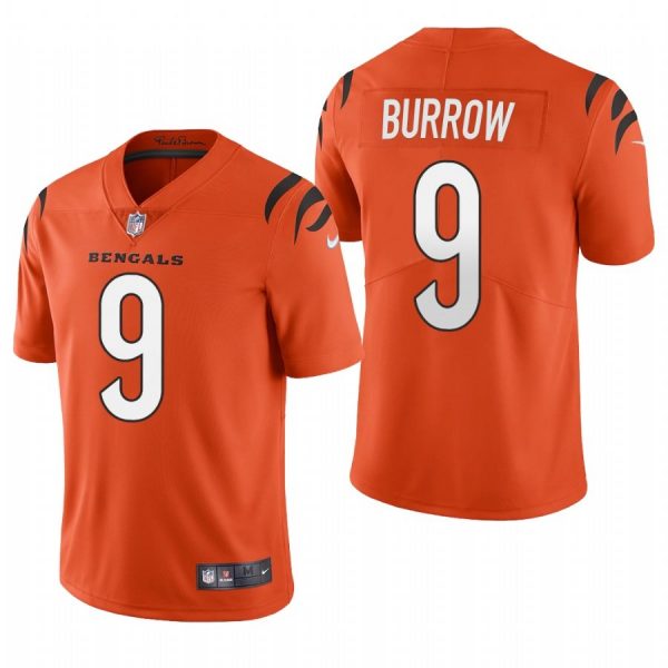 Personalized Men’s #9 Joe Burrow Cincinnati Bengals Limited Jersey Stitched 2021 Orange