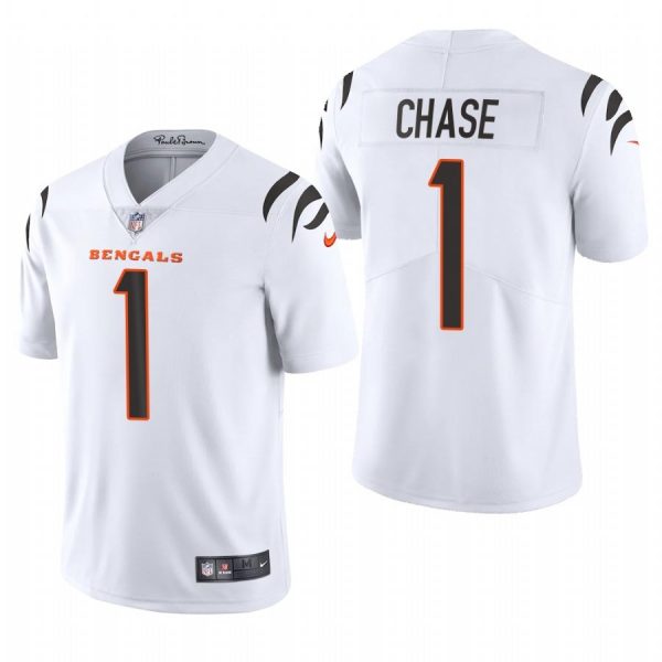 Personalized Men’s #1 Ja’Marr Chase Cincinnati Bengals Limited Jersey Stitched 2021 White