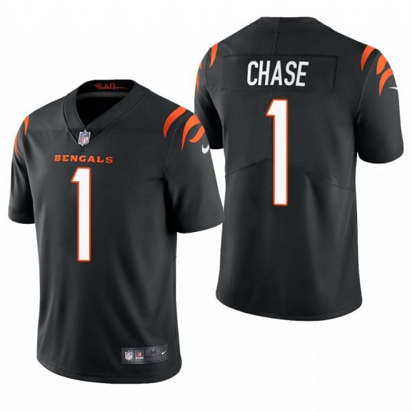 Personalized Men’s #1 Ja’Marr Chase Cincinnati Bengals Limited Jersey Stitched 2021 Black