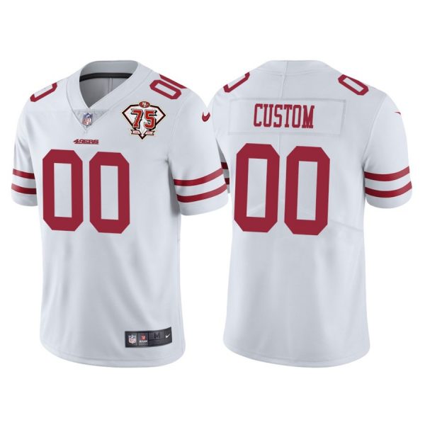 Personalized Men’s San Francisco 49ers 75th Anniversary Patch Limited Jersey Stitched White