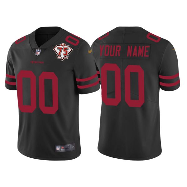 Personalized Men’s San Francisco 49ers 75th Anniversary Patch Limited Jersey Stitched Black