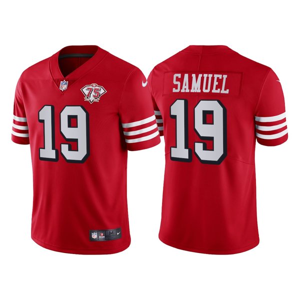 Personalized Men’s San Francisco 49ers Deebo Samuel 75th Anniversary Throwback Limited Jersey Stitched Scarlet