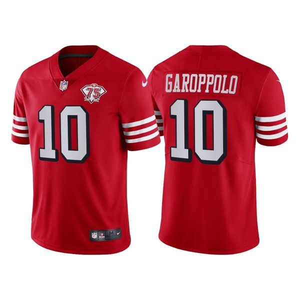 Personalized Men’s San Francisco 49ers Jimmy Garoppolo 75th Anniversary Throwback Limited Jersey Stitched Scarlet