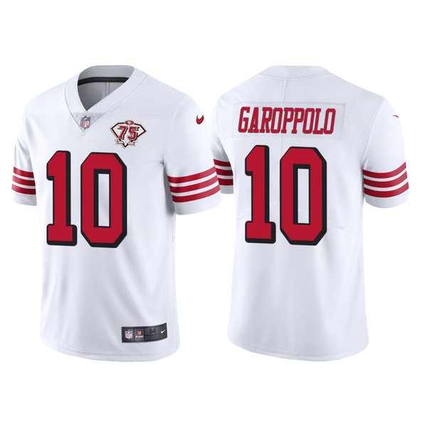 Personalized Men’s San Francisco 49ers Jimmy Garoppolo 75th Anniversary Throwback Limited Jersey Stitched White