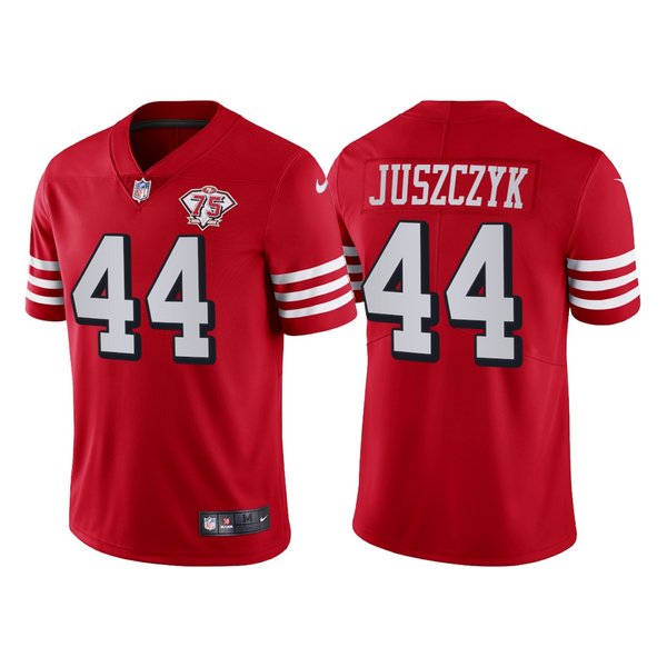 Personalized Men’s San Francisco 49ers Kyle Juszczyk 75th Anniversary Throwback Limited Jersey Stitched Scarlet