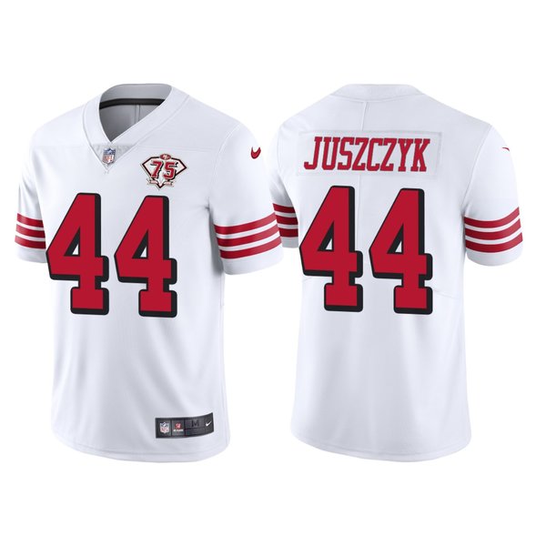 Personalized Men’s San Francisco 49ers Kyle Juszczyk 75th Anniversary Throwback Limited Jersey Stitched White