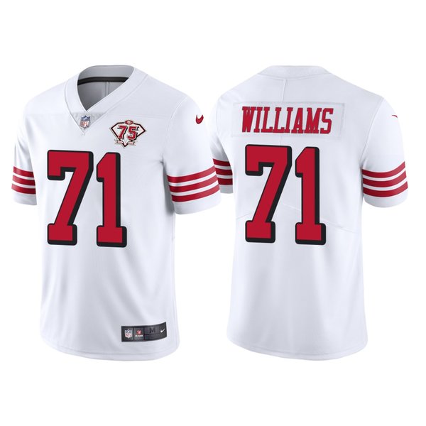 Personalized Men’s San Francisco 49ers Trent Williams 75th Anniversary Throwback Limited Jersey Stitched White