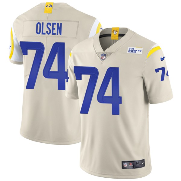 Personalized Men’s Merlin Olsen Los Angeles Rams Limited White Jersey Stitched Bone