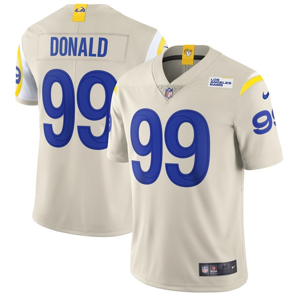 Personalized Men’s Aaron Donald Los Angeles Rams Limited White Jersey Stitched Bone