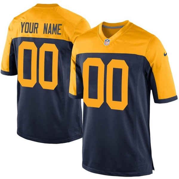 Personalized Men’s Green Bay Packers Navy Yellow Game Alternate Jersey Stitched