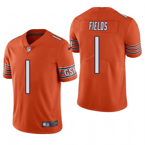 Personalized Men’s #1 Justin Field Chicago Bears Limited Jersey Stitched Orange