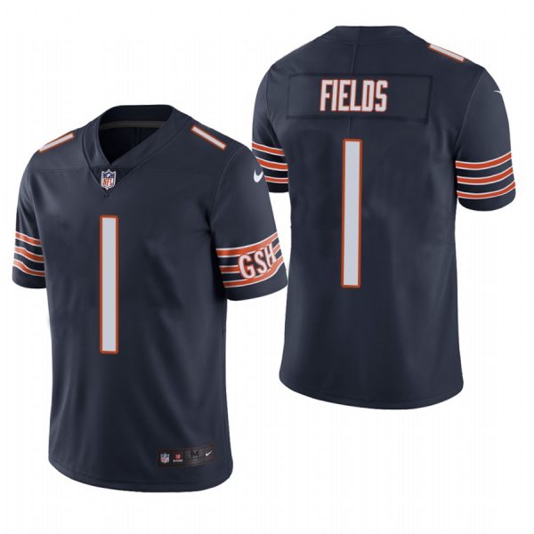 Personalized Men’s #1 Justin Field Chicago Bears Limited Jersey Stitched Navy
