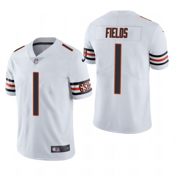 Personalized Men’s #1 Justin Field Chicago Bears Limited Jersey Stitched White