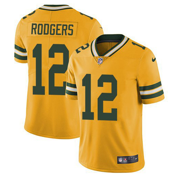 Personalized Men’s #12 Aaron Rodgers Green Bay Packers Limited Jersey Stitched Yellow