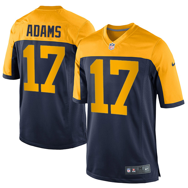 Personalized Men’s #17 Davante Adams Green Bay Packers Game Jersey Stitched Navy Yellow