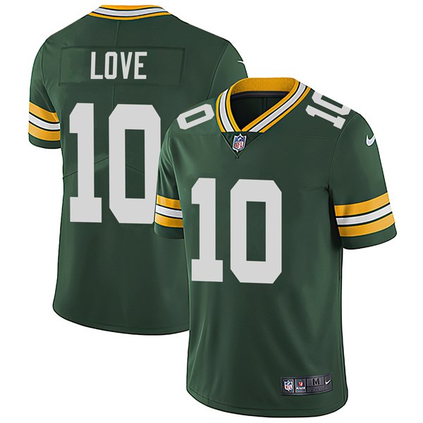 Personalized Men’s #10 Jordan Love Green Bay Packers Limited Jersey Stitched Green