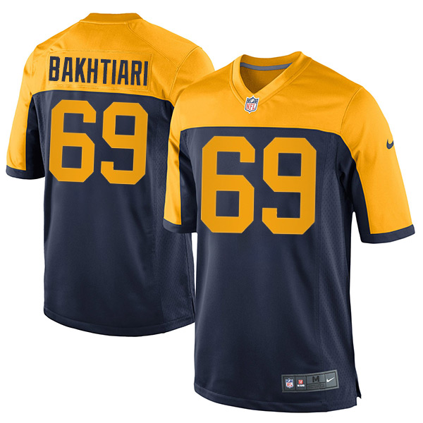 Personalized Men’s #69 David Bakhtiari Green Bay Packers Navy Yellow Game Alternate Jersey Stitched