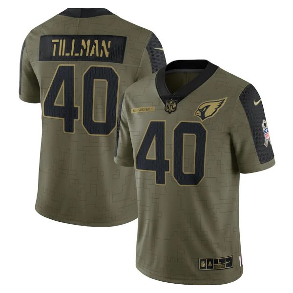 Personalized Men’s #40 Pat Tillman Arizona Cardinals Olive 2021 Salute To Service Limited Jersey