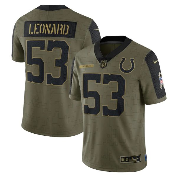 Personalized Men’s #53 Darius Leonard Indianapolis Colts Olive 2021 Salute To Service Limited Jersey