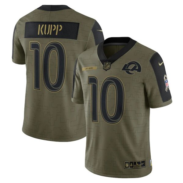Personalized Men’s #10 Cooper Kupp Los Angeles Rams Olive 2021 Salute To Service Limited Jersey