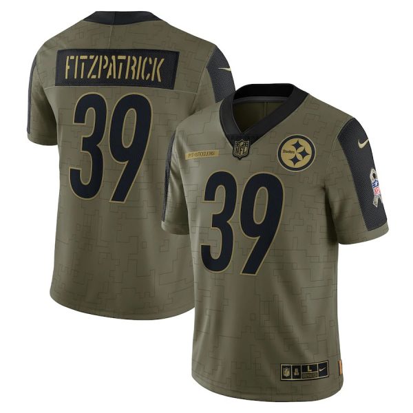 Personalized Men’s #39 Minkah Fitzpatrick Pittsburgh Steelers Olive 2021 Salute To Service Limited Jersey