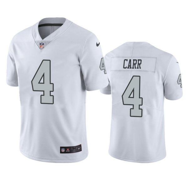 Personalized Men’s #4 Derek Carr Las Vegas Raiders White Color Rush Limited Jersey Stitched