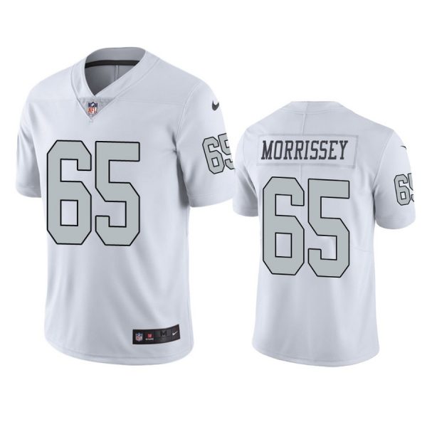 Personalized Men’s #65 Jimmy Morrissey Las Vegas Raiders White Color Rush Limited Jersey Stitched