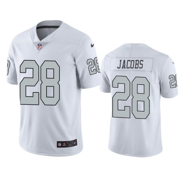 Personalized Men’s #28 Josh Jacobs Las Vegas Raiders White Color Rush Limited Jersey Stitched