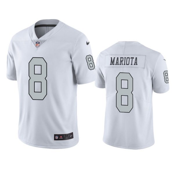 Personalized Men’s #8 Marcus Mariota Las Vegas Raiders White Color Rush Limited Jersey Stitched