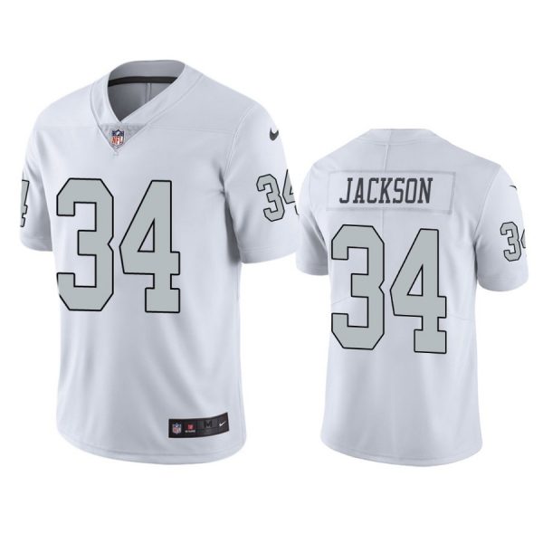 Personalized Men’s #34 Bo Jackson Las Vegas Raiders White Color Rush Limited Jersey Stitched
