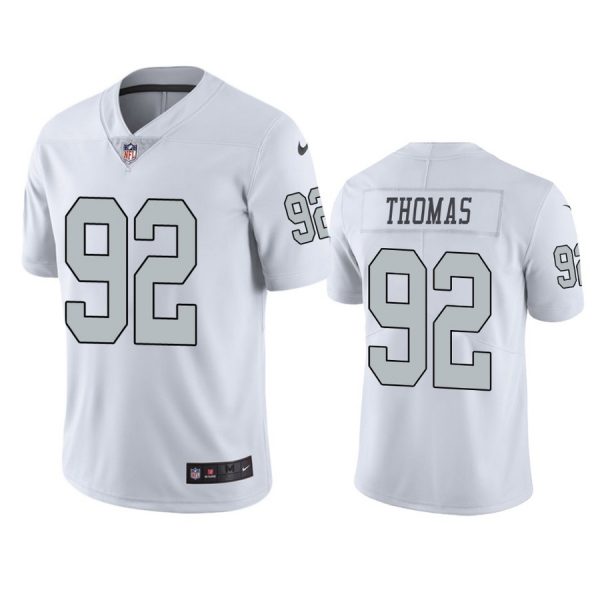 Personalized Men’s #92 Solomon Thomas Las Vegas Raiders White Color Rush Limited Jersey Stitched